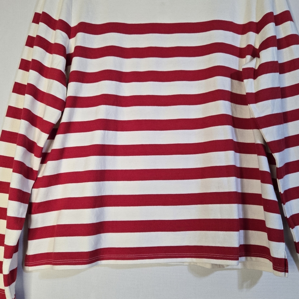 Talbots Red & White Striped Long Sleeve Pullover Top With ❤️ L'Amour Detail NWT - Picture 10 of 11